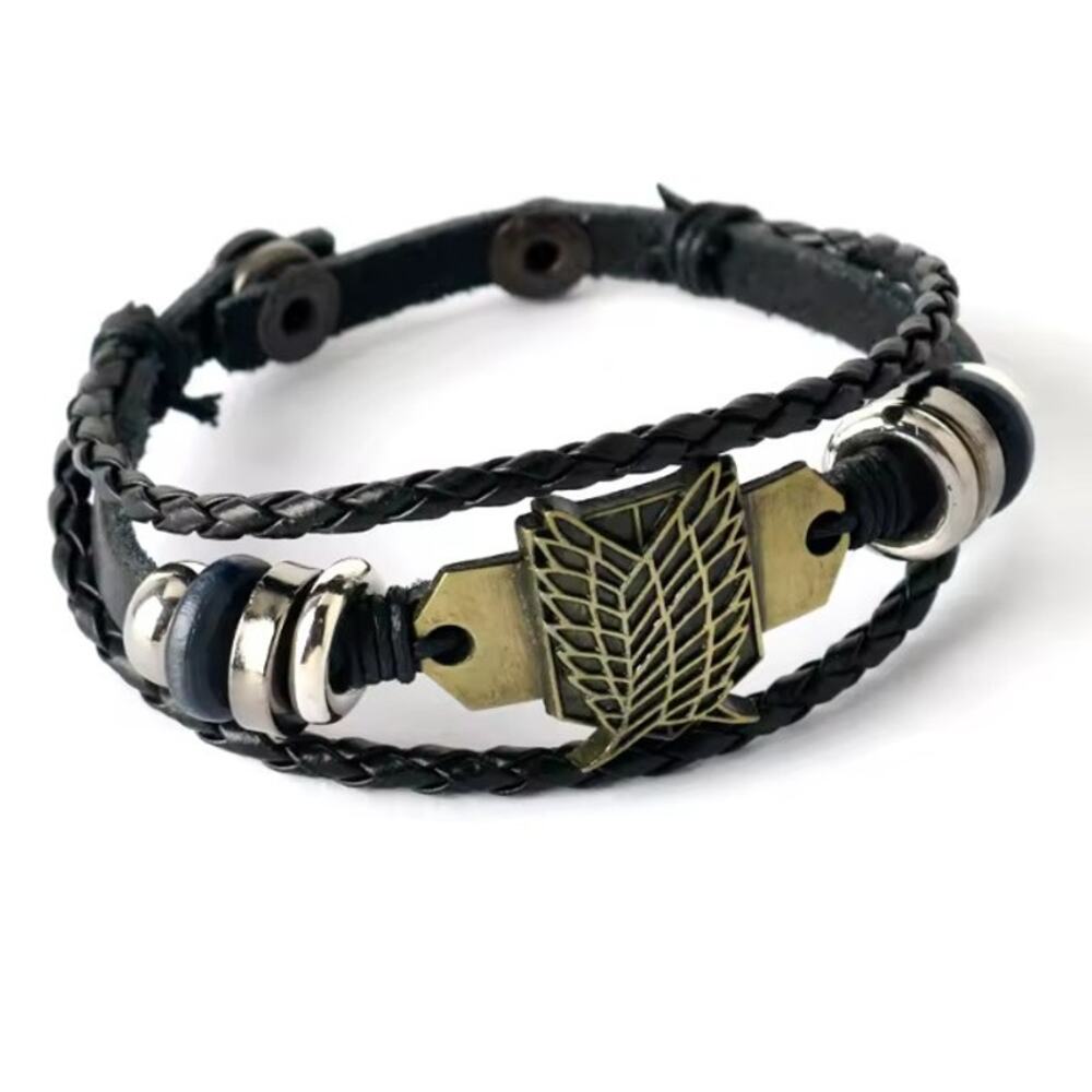 Attack on Titan Scout Regiment Leather Bracelet – Survey Corps Emblem Wristband